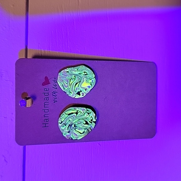 Banana Split "Ugly Sweater" UV Reactive Handmade Earrings - Picture 4 of 4